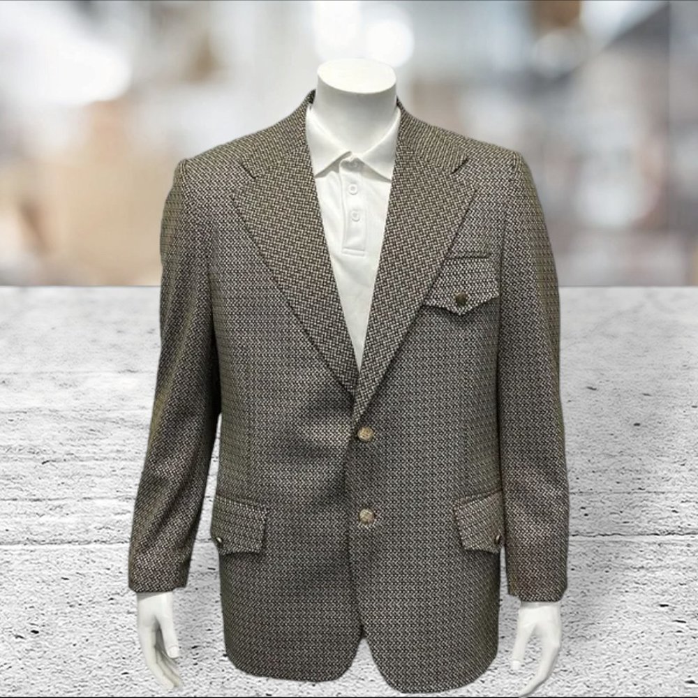 Vintage 70s Lee Dan Glorman's Brown Polyester Sports Coat Blazer Jacket 43R